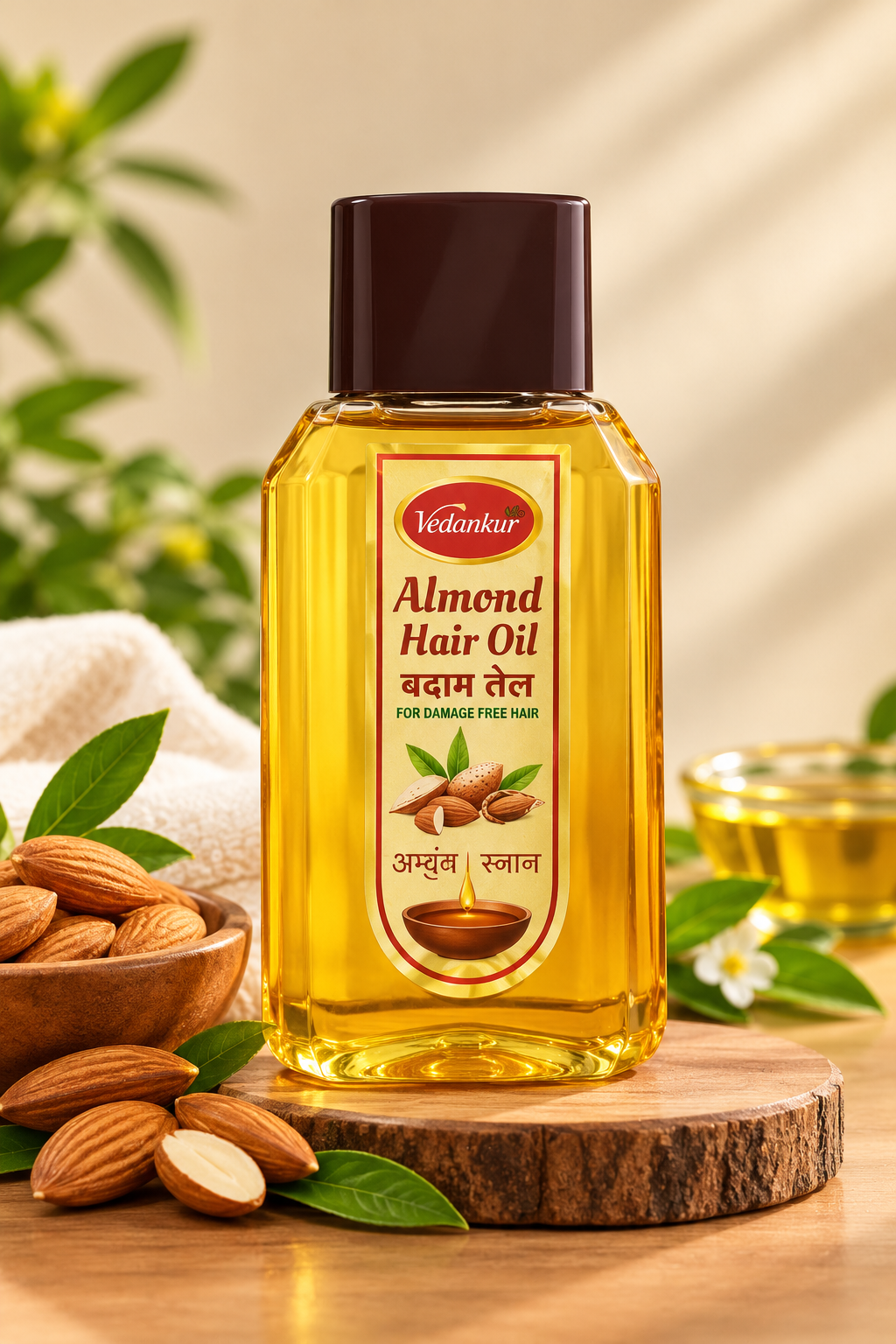 Vedankur Almond Hair Oil Still Life ALMOND OIL 100ML - Image 1